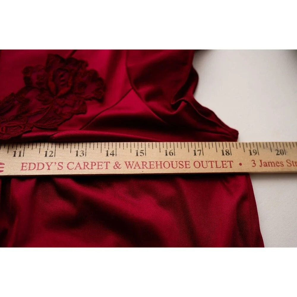 Vintage Red nightgown slip dress Barad & Co M union made womens lace short sleev - Picture 5 of 7